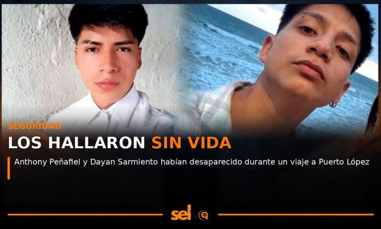 Anthony Peñafiel y Dayan Sarmiento, jóvenes quiteños encontrados sin vida tras desaparecer en Puerto López