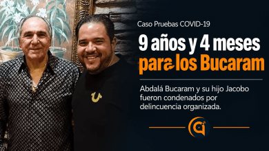 Abdalá Bucaram y su hijo Jacobo durante el proceso judicial por el caso Pruebas COVID-19