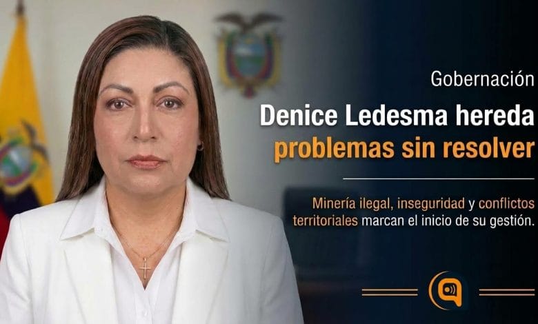 Denice Ledesma, gobernadora de Napo, asume problemas pendientes de seguridad y minería ilegal.