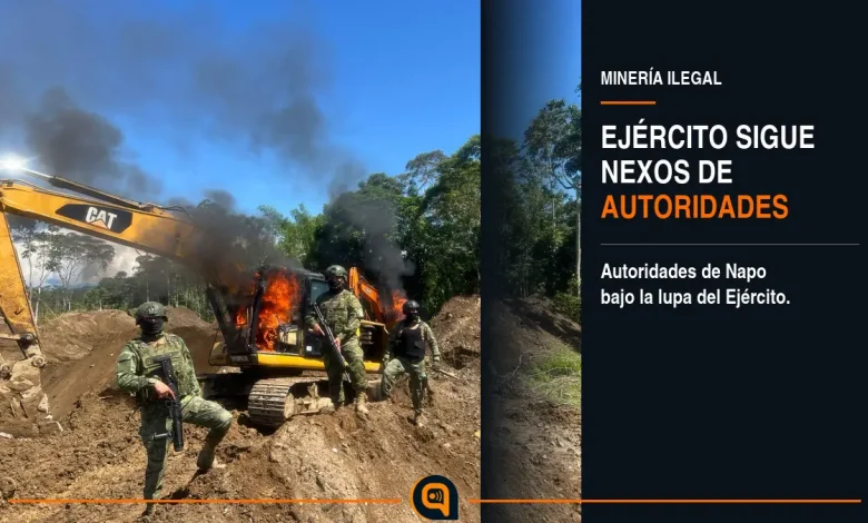 militares durante un operativo contra la minería ilegal en Napo