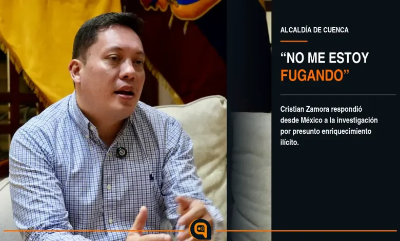 Cristian Zamora, alcalde suspendido de Cuenca, durante una declaración en video
