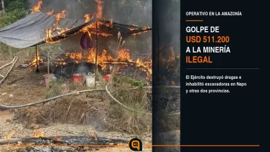 maquinaria utilizada para minería ilegal en Misahuallí durante un operativo del Ejército