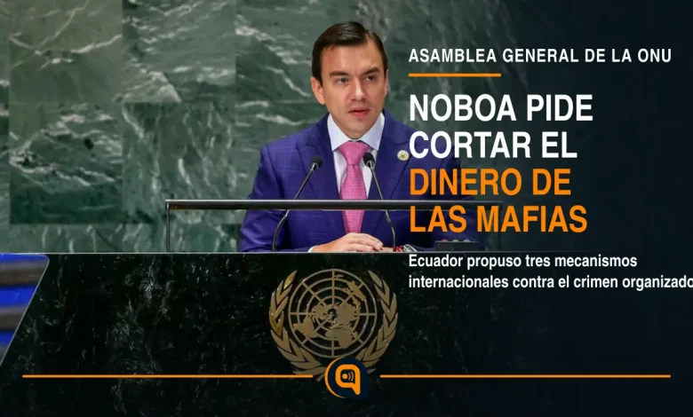 Daniel Noboa en la ONU durante su discurso sobre crimen organizado