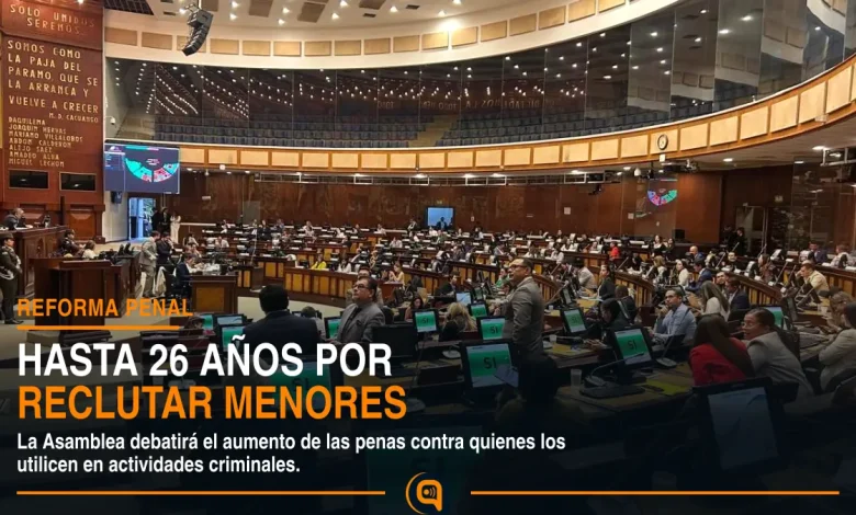 reclutamiento de menores tendría pena de hasta 26 años en Ecuador