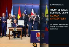 Donald Trump durante la presentación del Escudo de las Américas en Doral