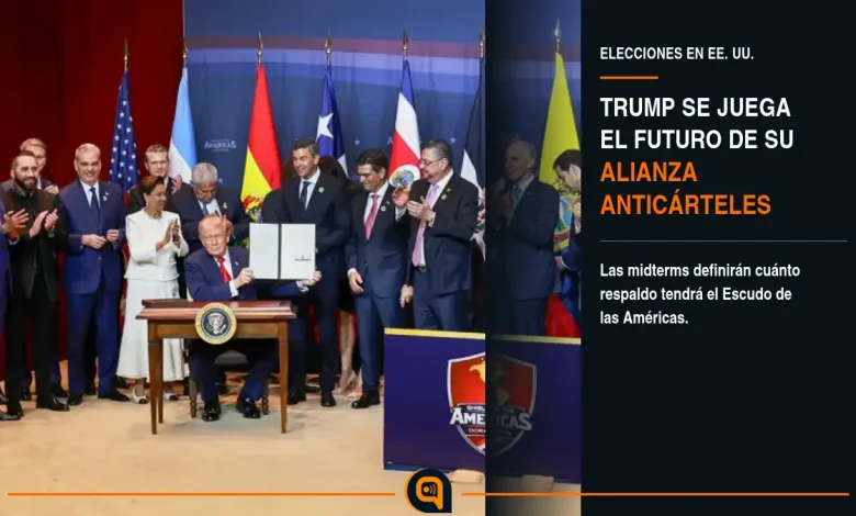Donald Trump durante la presentación del Escudo de las Américas en Doral