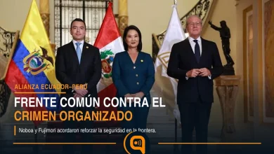 Daniel Noboa y Keiko Fujimori durante el Gabinete Binacional Perú-Ecuador en Lima