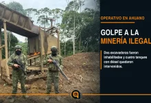 militares durante un operativo contra la minería ilegal en Ahuano