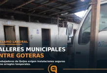 goteras en los talleres del GAD Municipal de Quijos denunciadas por trabajadores
