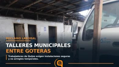 goteras en los talleres del GAD Municipal de Quijos denunciadas por trabajadores
