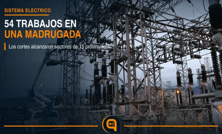 técnicos realizan trabajos de mantenimiento en el sistema eléctrico de Ecuador
